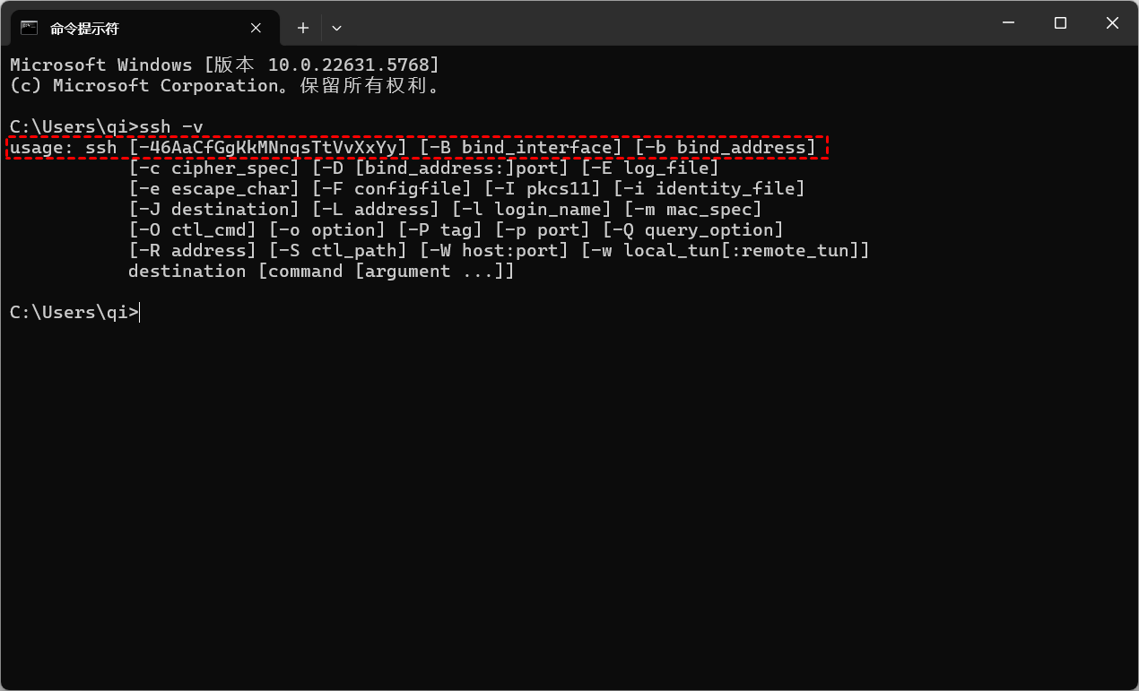 检查 OpenSSH 客户端是否已安装
