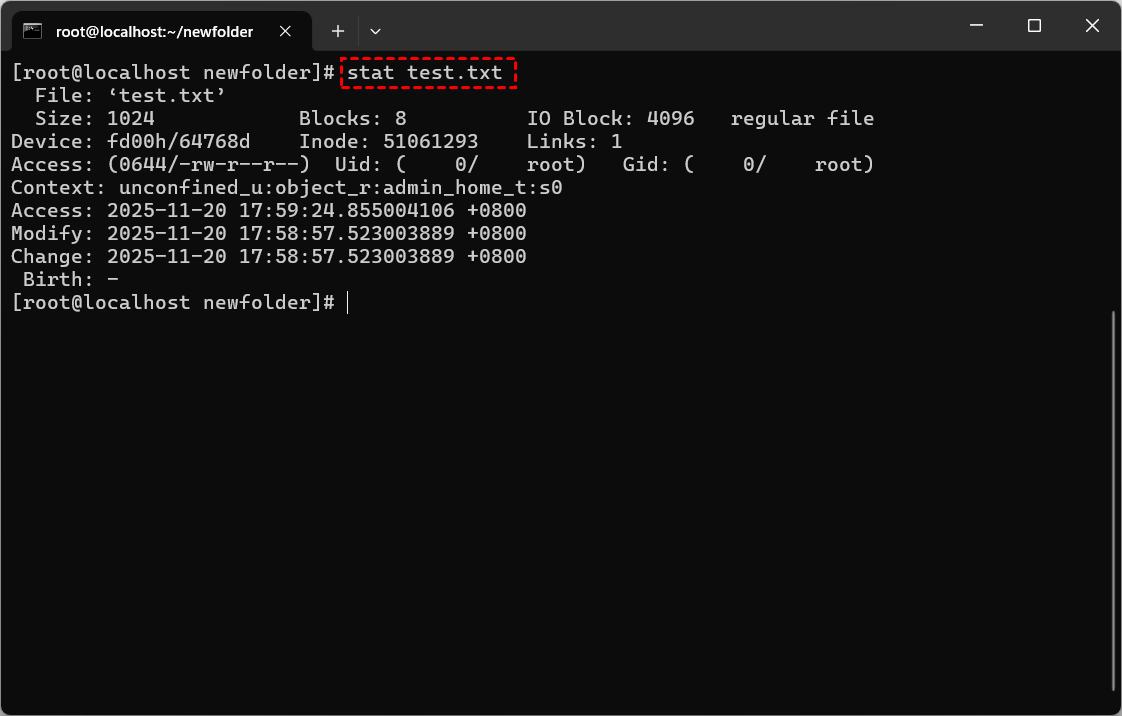stat 查看文件大小