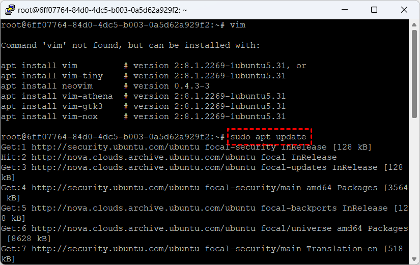 更新软件包列表