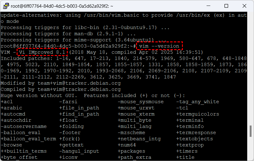 查看 Vim 的版本号