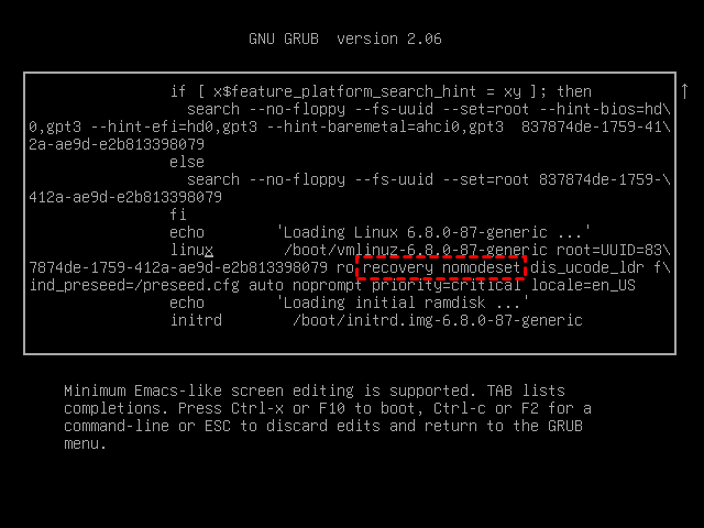 删除recovery nomodeset 字样